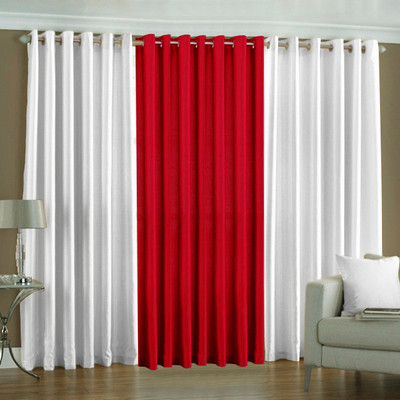 33% OFF on Pindia Polyester White, Red Floral Eyelet Curtain 33% OFF on Pindia Polyester White, Red Floral Eyelet Curtain