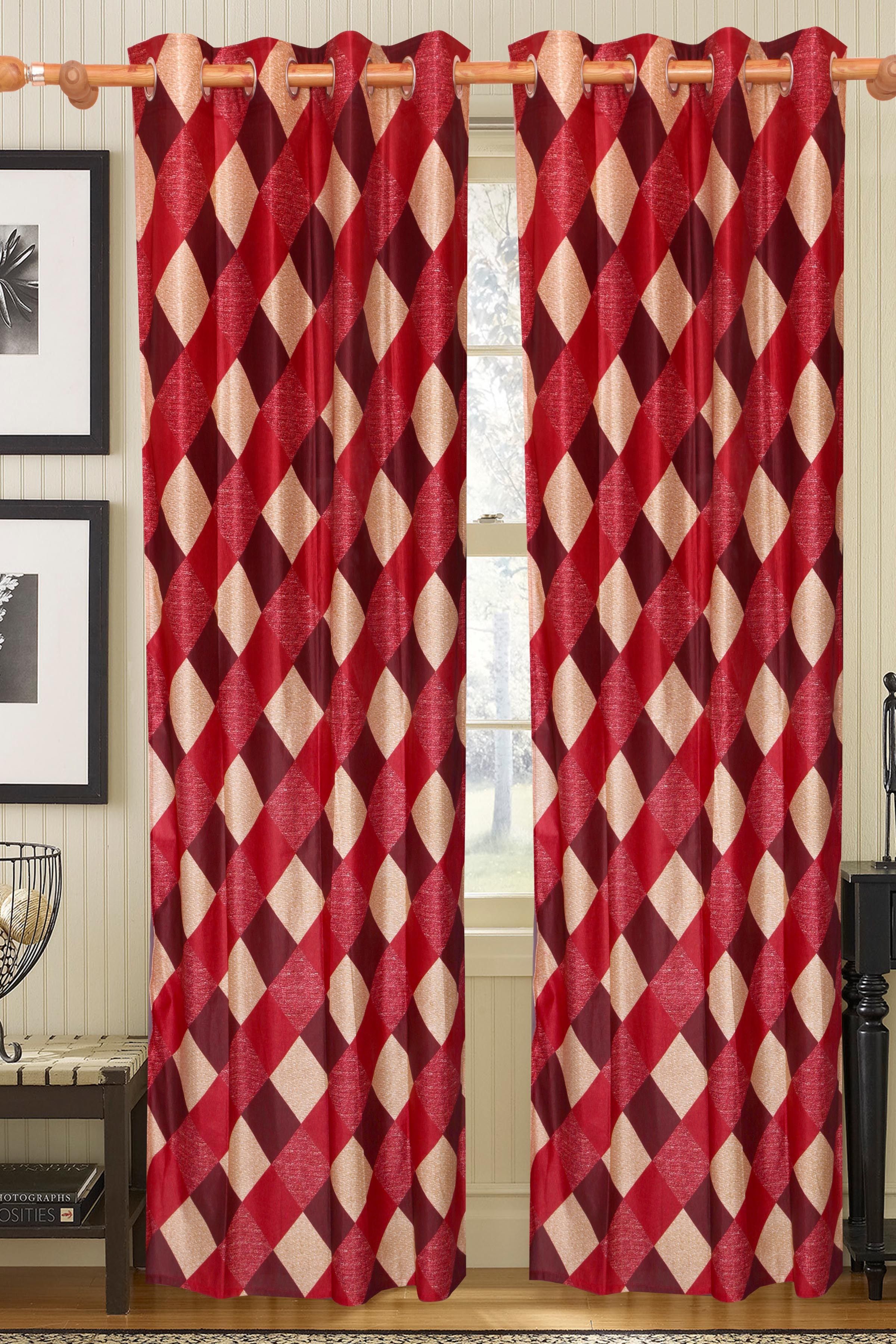 63% OFF on Vrinda Polyester Red Printed Eyelet Curtain