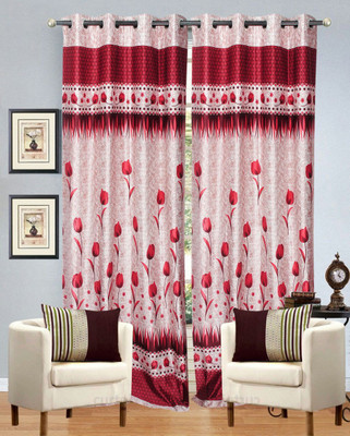 48% OFF on Hargunz Polyester Red Floral Eyelet Curtain 48% OFF on Hargunz Polyester Red Floral Eyelet Curtain