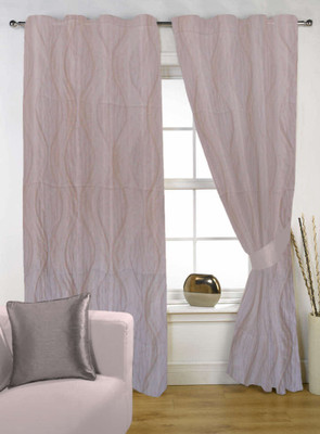 60% OFF on Delight Polycotton Pink Checkered Eyelet Curtain