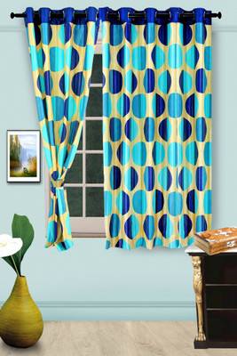 42% OFF on Cortina Polyester Blue Solid Eyelet Curtain