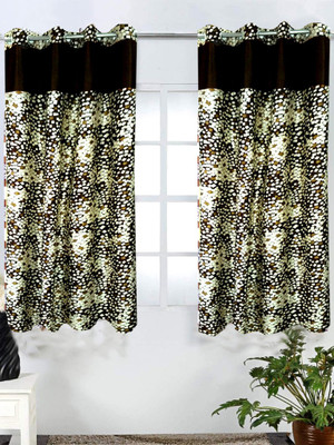 63% OFF on Homefab India Polyester Brown Geometric Eyelet Curtain