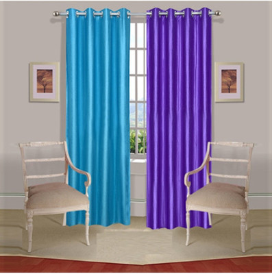 56% OFF on ExpressionsHome Polyester Blue, Purple Solid Eyelet Curtain