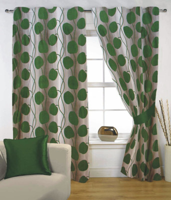 81% OFF on Musk Polycotton Green Abstract Eyelet Curtain