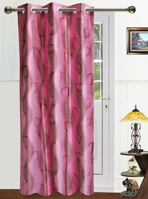 65% OFF on Dekor World Polyester Peach Floral Eyelet Curtain