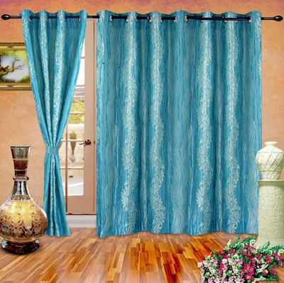 50% OFF on Cortina Polyester Blue Geometric Eyelet Curtain 50% OFF on Cortina Polyester Blue Geometric Eyelet Curtain