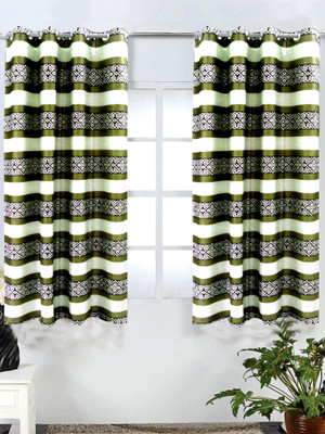 67% OFF on Homefab India Polyester Green Striped Eyelet Curtain