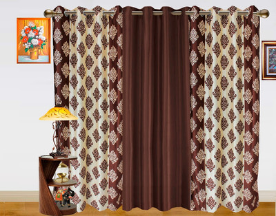 53% OFF on Dekor World Polyester Brown Damask Eyelet Curtain