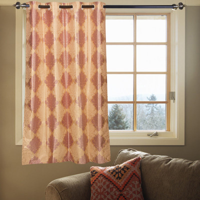 41% OFF on Kings Polycotton Orange Floral Tab Top Curtain