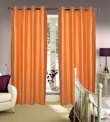 63% OFF on JBG Home Store Polyester Gold Floral Eyelet Curtain