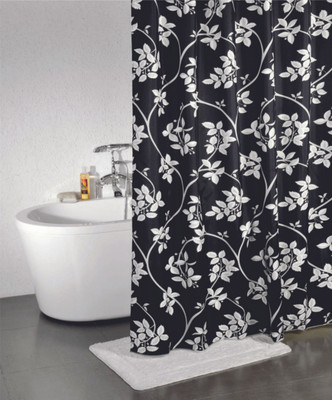 20% OFF on Freelance Polyester White, Black Floral Eyelet Curtain