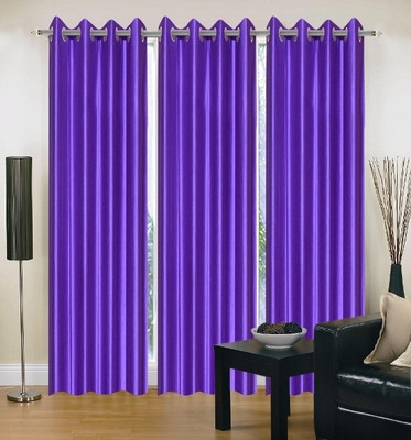 66% OFF on IWS Polyester Purple Floral Ring Rod Curtain