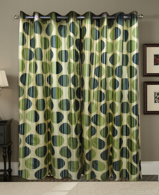 20% OFF on Zigma Collections Polyester Green Printed Eyelet Curtain