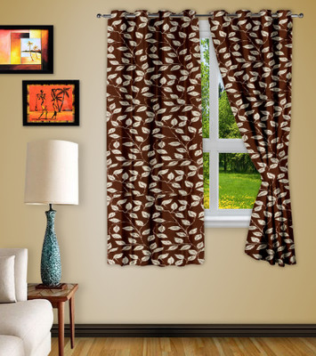 21% OFF on Story @ Home Polyester Brown, White Printed Eyelet Curtain