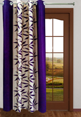 63% OFF on Homefab India Polyester Purple Floral Eyelet Curtain