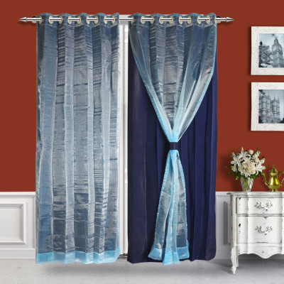 9% OFF on Just Linen Polyester, Tissue Blue Solid Eyelet Curtain 9% OFF on Just Linen Polyester, Tissue Blue Solid Eyelet Curtain