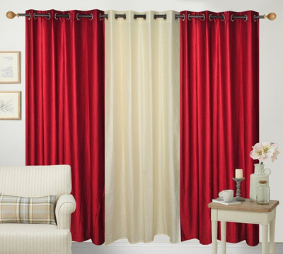 18% OFF on Fresh From Loom Polycotton Multicolor Solid Eyelet Curtain