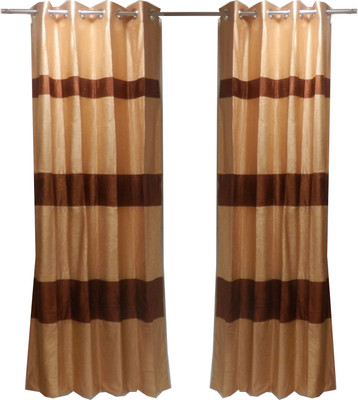 42% OFF on Furnishing Centre Polyester Cream, Brown Floral Eyelet Curtain