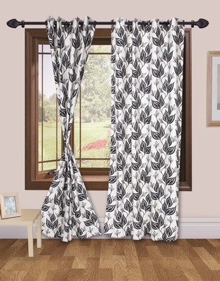 50% OFF on VS Collection Polyester Black, White Floral Eyelet Curtain