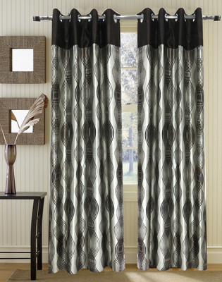 56% OFF on Homefab India Polyester Brown Striped Eyelet Curtain