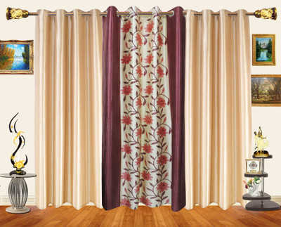 50% OFF on Decor Bazaar Polyester Beige Checkered Eyelet Curtain