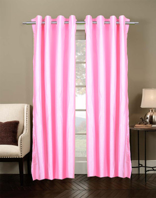 55% OFF on Trendy Home Polyester Pink Solid Eyelet Curtain