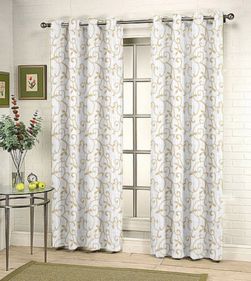 46% OFF on Kings Polycotton White Floral Eyelet Curtain