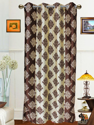 58% OFF on Dekor World Polyester Brown, White Abstract Eyelet Curtain