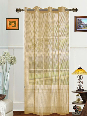 52% OFF on Dekor World Polyester Beige Floral Eyelet Curtain