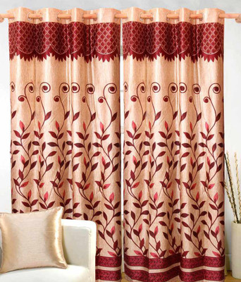 62% OFF on Decor Vatika Polyester Red Abstract Eyelet Curtain