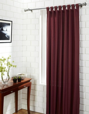 House This Cotton Red Damask Tab Top Curtain