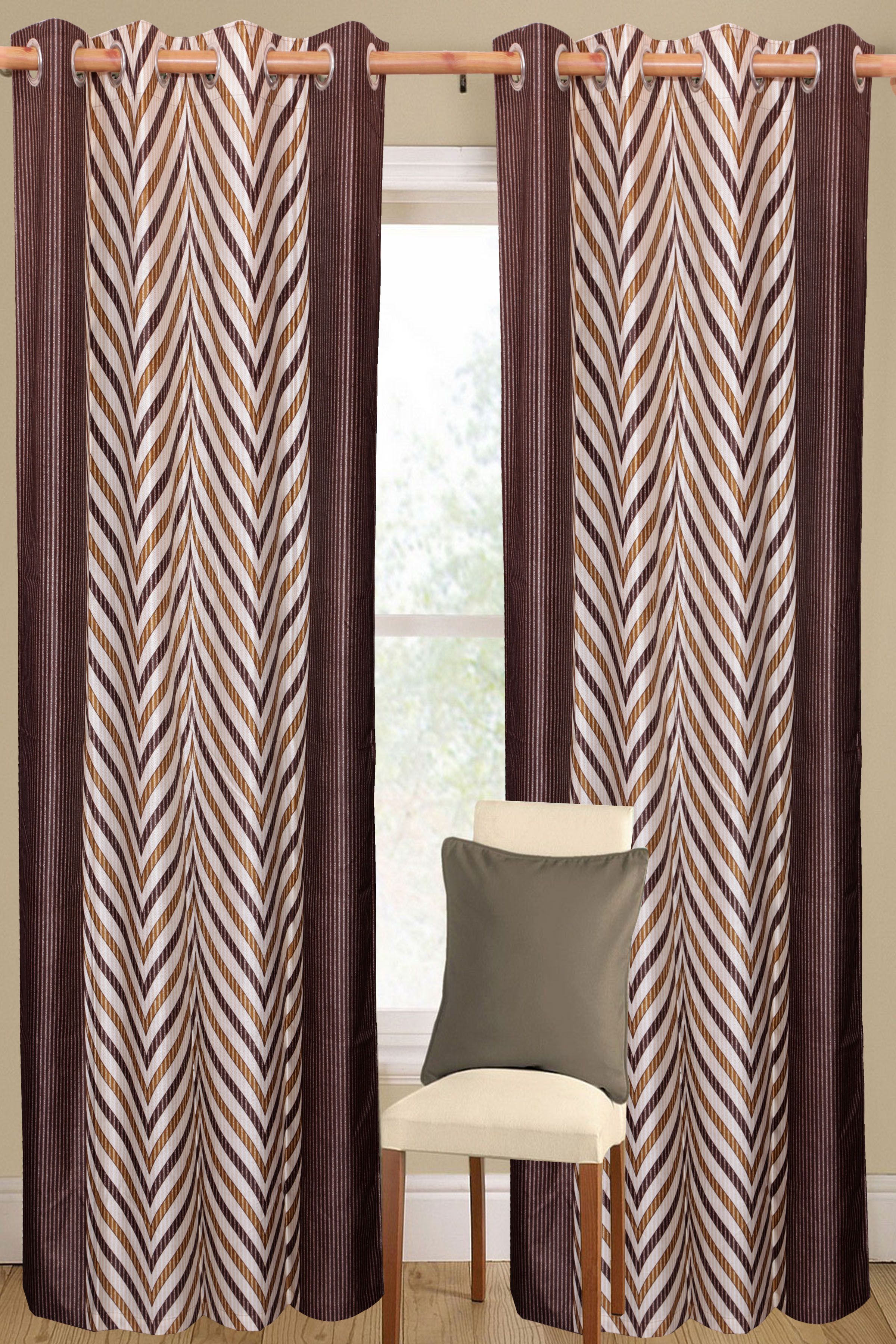 57% OFF on Vrinda Polyester Brown Solid Eyelet Curtain