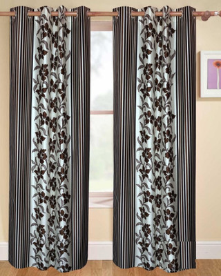 50% OFF on Jojo Designs Polyester Brown Floral Eyelet Curtain