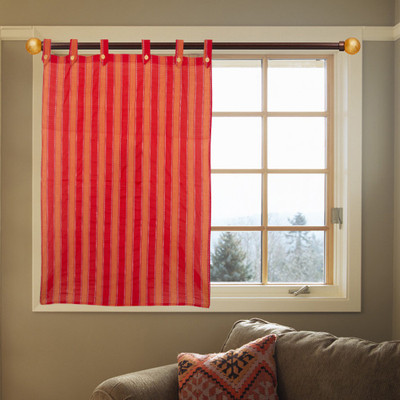 60% OFF on Handloom Factory Polycotton Red Striped Eyelet Curtain