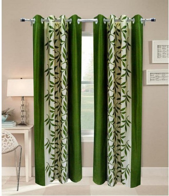 43% OFF on Madhav Product Polyester Green Floral Eyelet Curtain