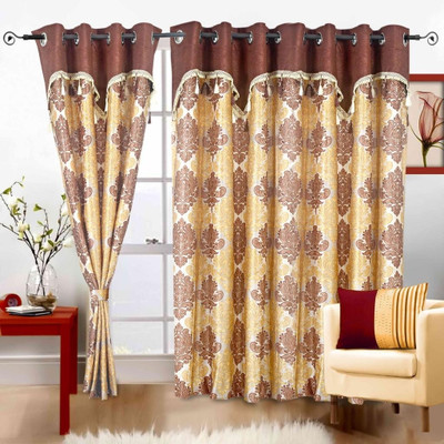 33% OFF on Cortina Polyester Brown Solid Eyelet Curtain
