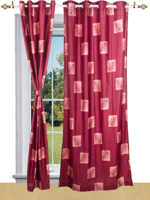 50% OFF on Shandar Polyester Maroon Abstract Eyelet Curtain