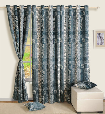 15% OFF on Swayam Satin, Silk Multicolor Printed Eyelet Curtain