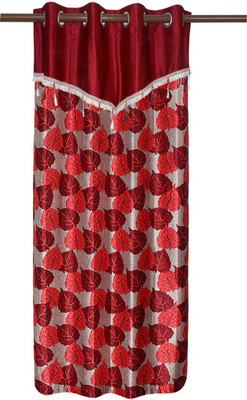70% OFF on Zikrak Exim Polyester Red Floral Eyelet Curtain