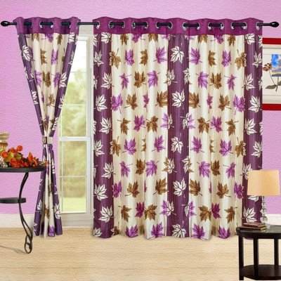 70% OFF on Cortina Polyester Purple Damask Eyelet Curtain