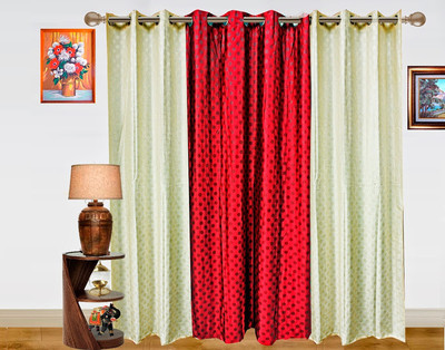 40% OFF on Dekor World Polyester Maroon, White Self Design Eyelet Curtain