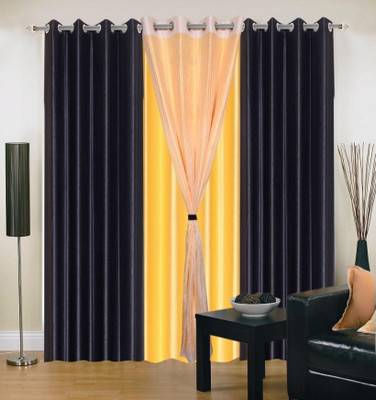 51% OFF on IWS Polyester Multicolor Geometric Ring Rod Curtain