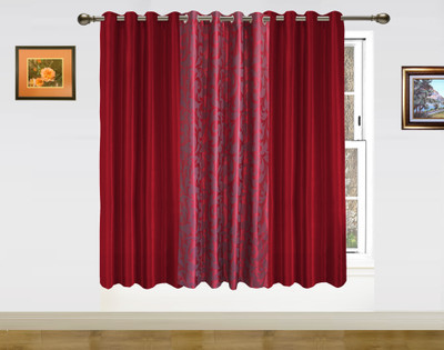 40% OFF on Dekor World Polyester Maroon Damask Eyelet Curtain