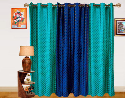 54% OFF on Dekor World Polyester Blue Self Design Eyelet Curtain