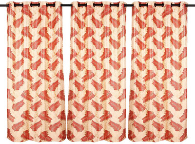 72% OFF on Zikrak Exim Polyester Orange Abstract Eyelet Curtain