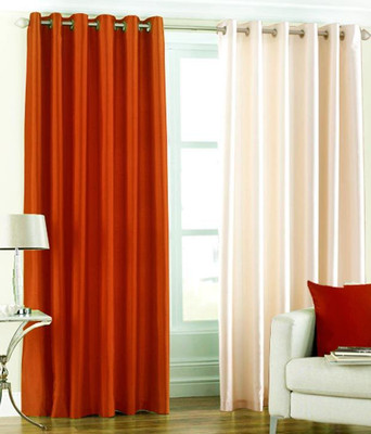 66% OFF on HomeZaara Polyester Brown, White Solid Eyelet Curtain