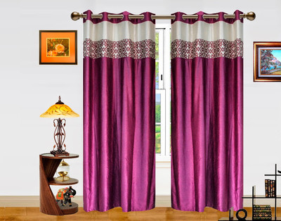 53% OFF on Dekor World Polyester Purple Batik Eyelet Curtain