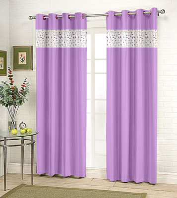 38% OFF on Fabutex Polyester Purple Damask Eyelet Curtain