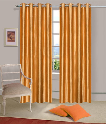 75% OFF on Fogg Polyester Gold, Gold Solid Tab Top Curtain