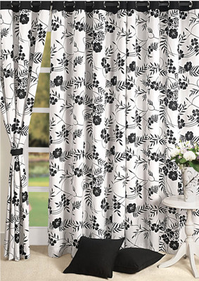 18% OFF on Swayam Cotton Black, White Floral Eyelet Curtain 18% OFF on Swayam Cotton Black, White Floral Eyelet Curtain